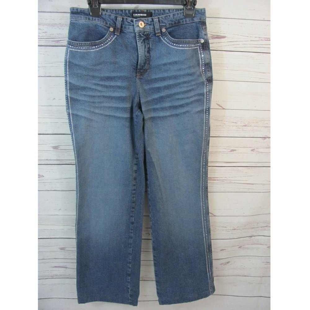 Cambio Jeans Women's Size 8 (28 x 28) Bootcut Medium Wash Mid Rise Rhinestones